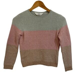 HM Kids Girls Colorblock Cotton Knit Sweater Preppy Soft Girl CottageSize 8-10Y